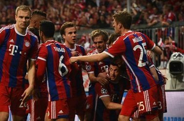 L'esultanza dei calciatori del Bayern Monaco | Foto Twitter