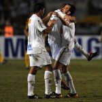 Brazil’s Santos’ players celebrate after