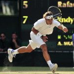 Spanish player Rafael Nadal returns a sh