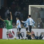 Bolivian players celebrate his teammate