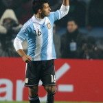 Argentine forward Sergio Aguero celebrat