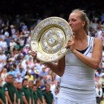 Czech player Petra Kvitova kisses the tr