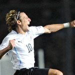 Uruguayan forward Diego Forlan celebrate