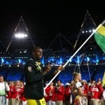 Usain Bolt alla cerimonia d’apertura Londra 2012