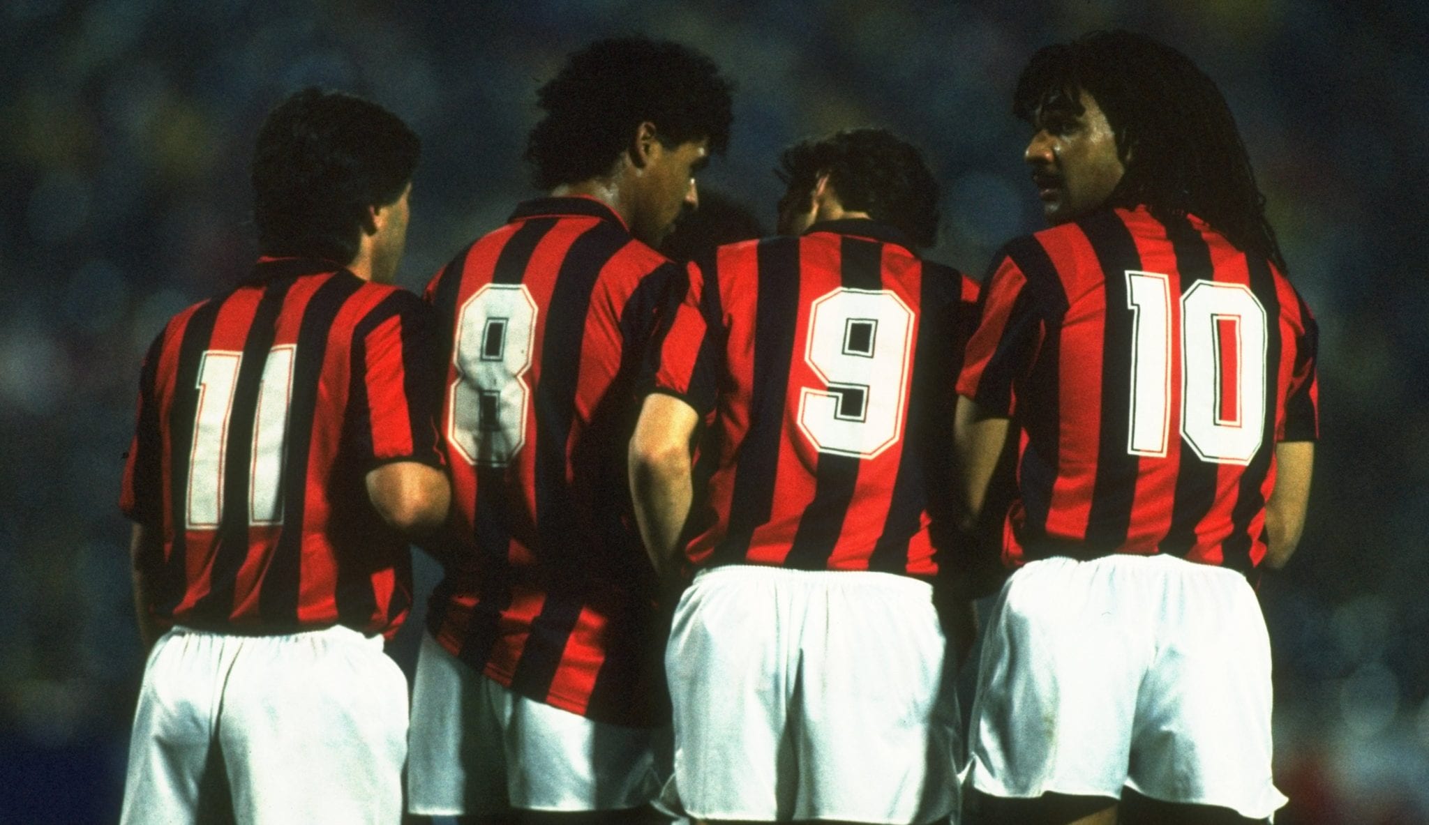 Carlo Ancelloti, Frank Rijkaard, Marco Van Basten and Ruud Gullit of AC Milan