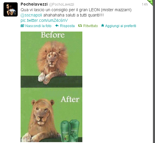 Il tweet di Lavezzi contro Mazzarri