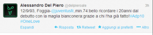 Alessandro Del Piero ringrazia il popolo di Twitter