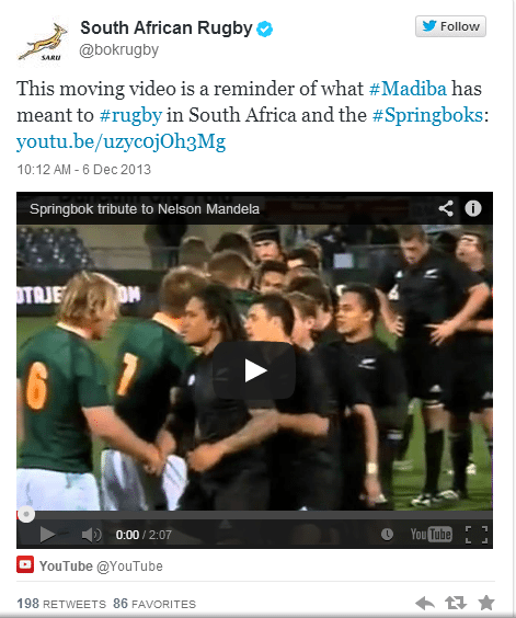 Twitter della Nazionale Sudafricana di Rugby - Screenshot