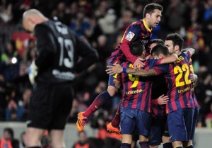 L' esultanza di Pedro dopo il goal del raddoppio del Barcellona | © JOSEP LAGO AFP| Getty Images