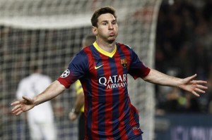 Lionel Messi, autore di tre reti nel match Apoel Nicosia-Barcellona
