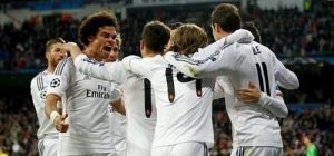 L'esultanza dei calciatori del Real Madrid