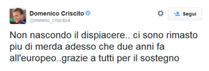Il Tweet di Domenico Criscito
