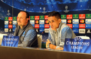 Benitez e Callejon in conferenza stampa, foto da Twitter