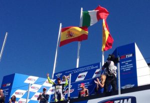 La festa del podio di Rossi