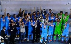 L'esultanza dei calciatori del Napoli | Foto da Twitter