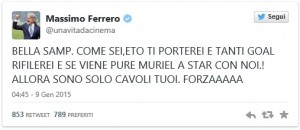 Il tweet di Massimo Ferrero | Foto Twitter