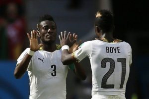 Asamoah Gyan e Boye calciatori del Ghana 