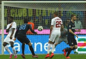 Il tiro di Hernanes che porta l'Inter in vantaggio | Foto Twitter