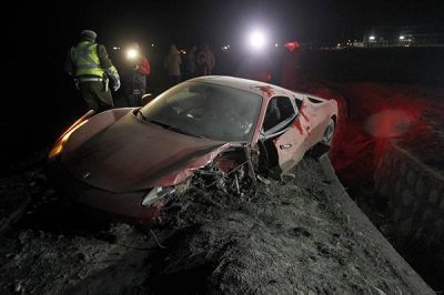 L'auto di Vidal dopo l'incidente | Foto Twitter