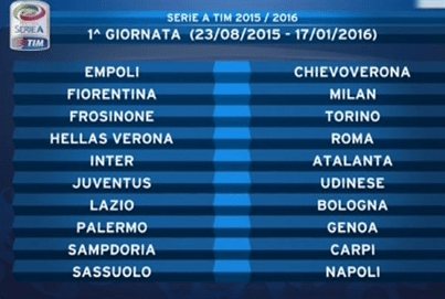 Calendario Serie A 2015/16: è subito Roma-Juve