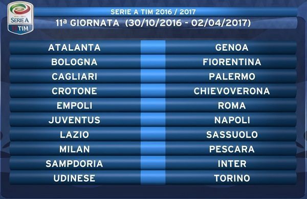 11° Giornata Serie A 2016/17 | © Lega Serie A 