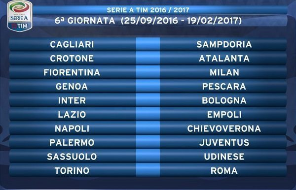 6° Giornata Serie A 2016/17 | © Lega Serie A 