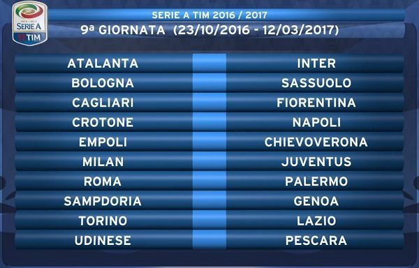 9° Giornata Serie A 2016/17 | © Lega Serie A 