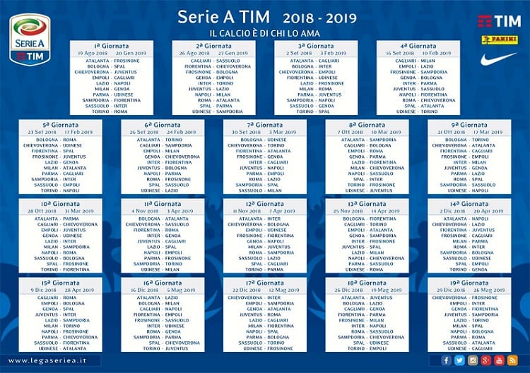 Calendario Serie A 2018/19, riparte la corsa alla Juve