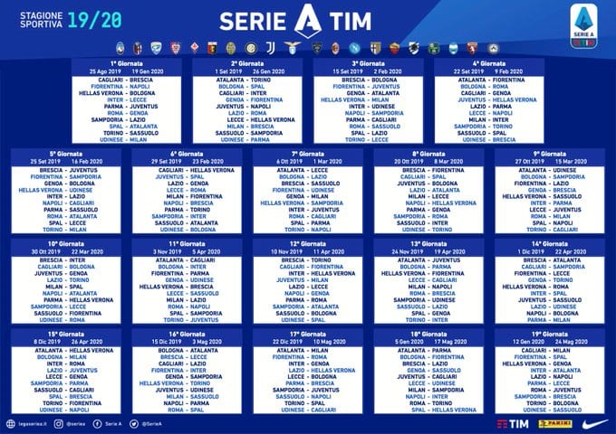 Calendario Serie A 2019/20, riparte la corsa al titolo
