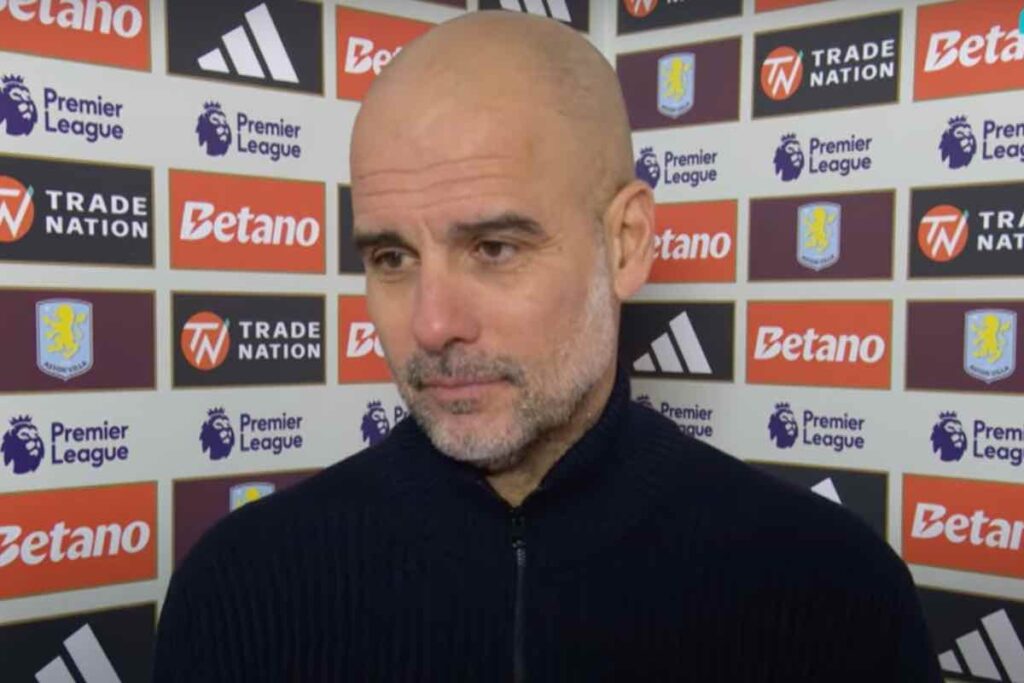 Guardiola intervistato dopo una partita del Manchester City