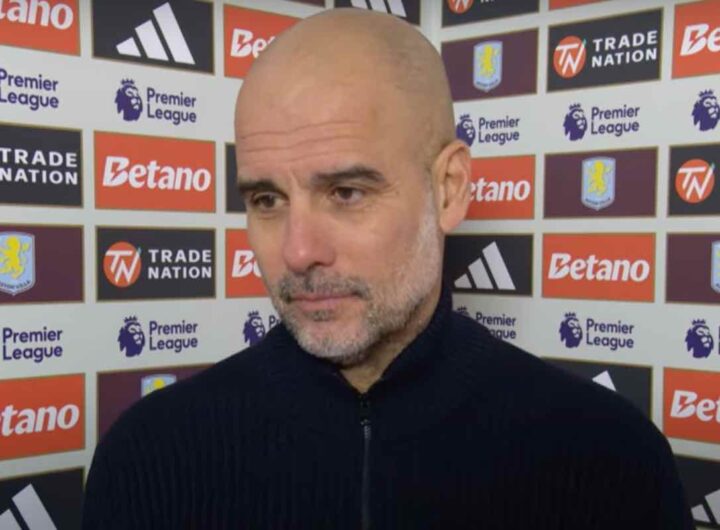 Guardiola intervistato dopo una partita del Manchester City